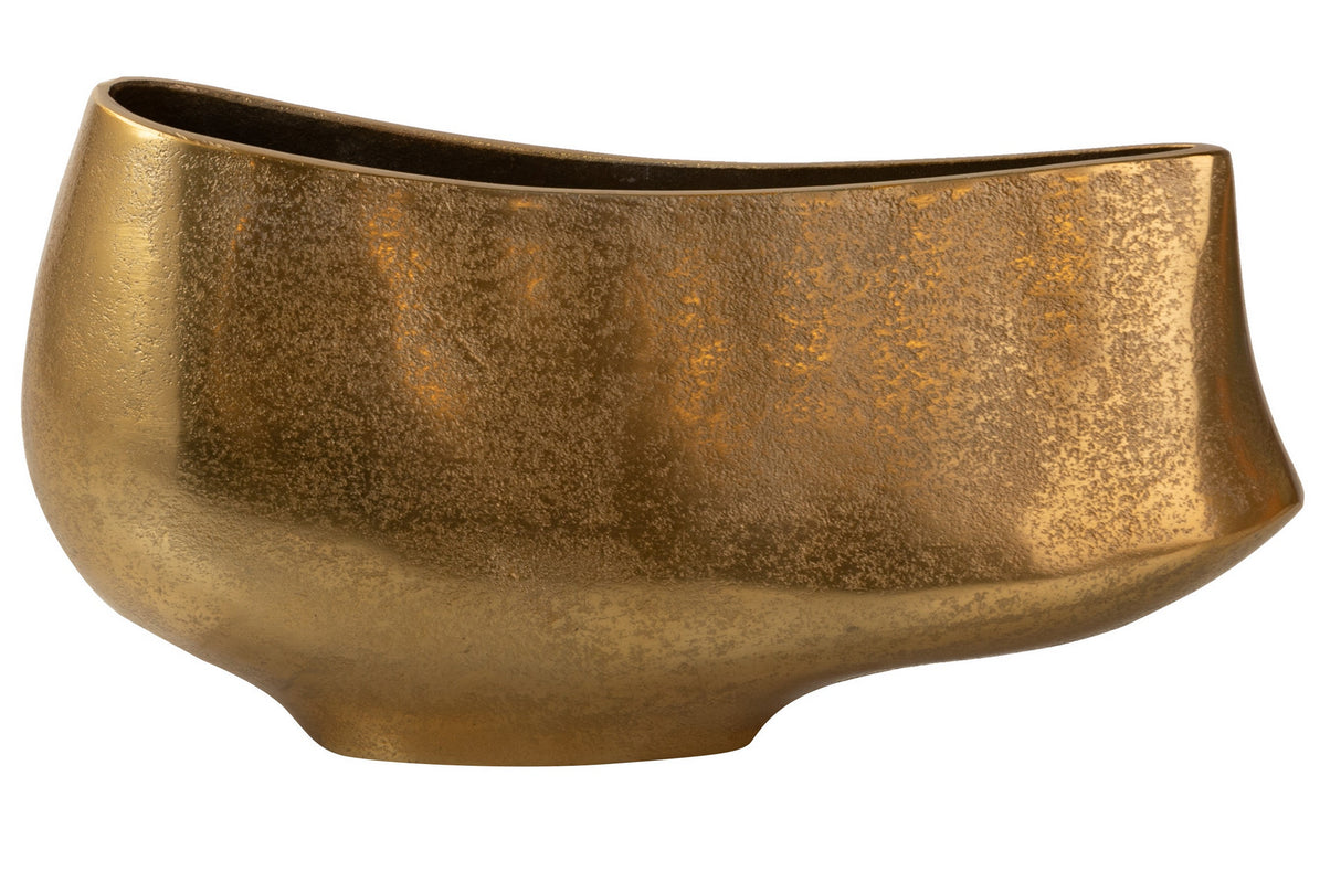 Vaso de alumínio dourado 35x10x17 cm