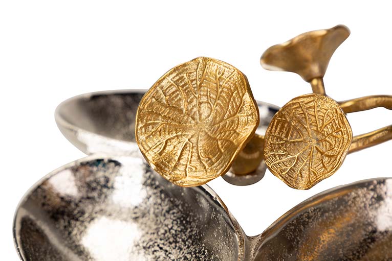 Centro de alumínio de prata dourada 27x21x10cm