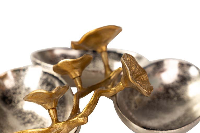 Centro de alumínio de prata dourada 27x21x10cm