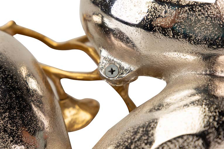 Centro de alumínio de prata dourada 27x21x10cm