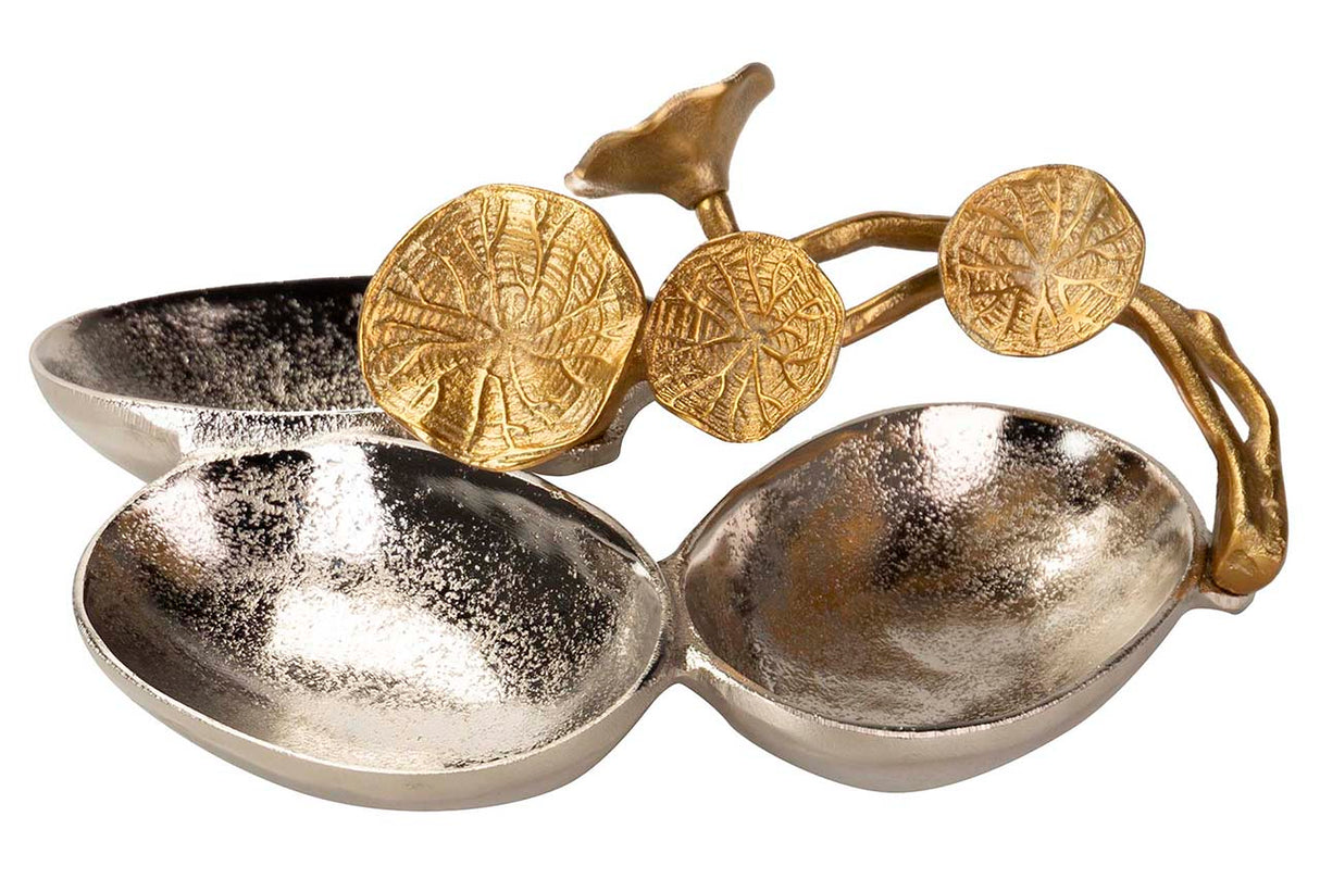 Centro de alumínio de prata dourada 27x21x10cm