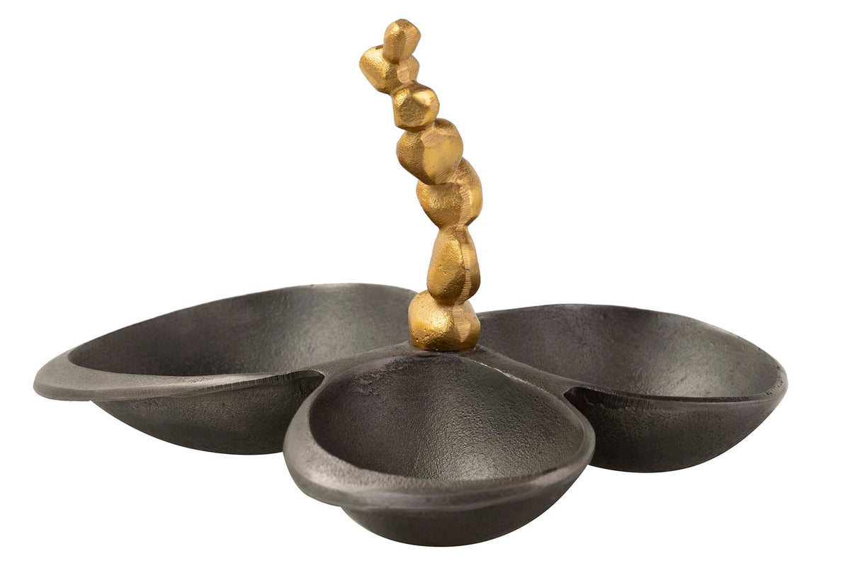 Centro in alluminio nero e oro 28x22x18 cm