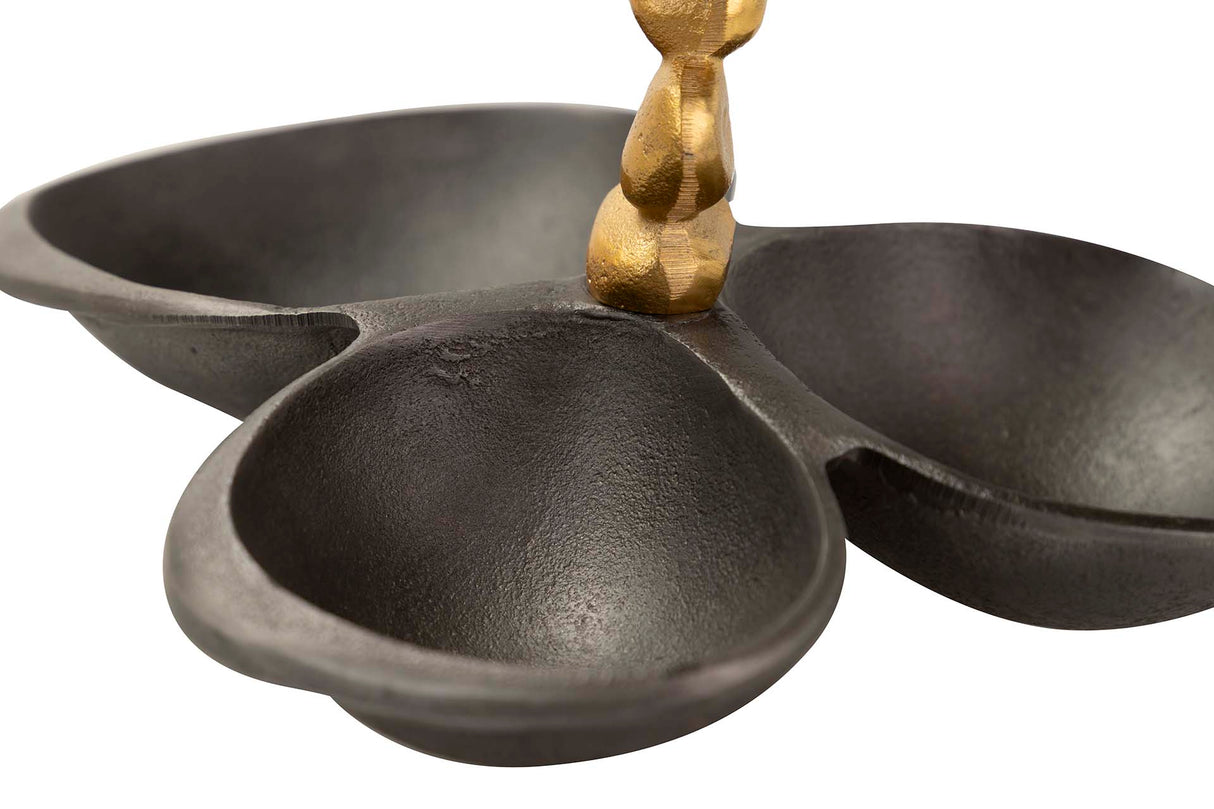 Centro in alluminio nero e oro 28x22x18 cm