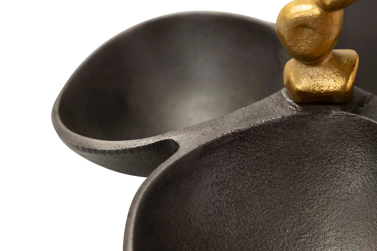 Centro in alluminio nero e oro 28x22x18 cm