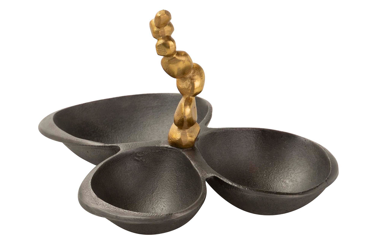 Centro in alluminio nero e oro 28x22x18 cm