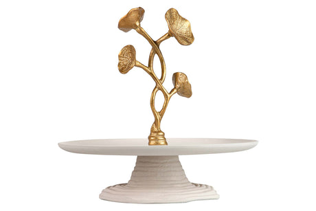 Centre d'aluminium blanc doré 28x28x28 cm