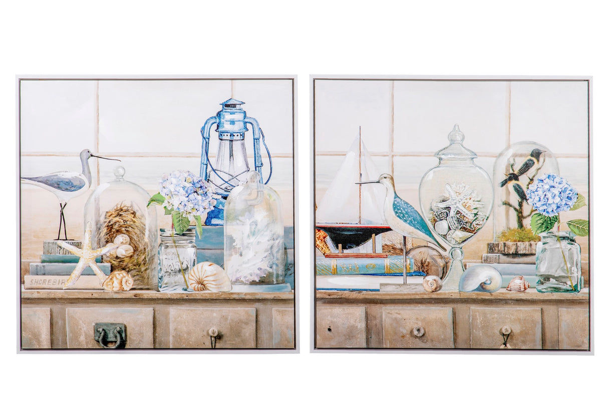 SET 2 CUADROS BODEGON 40% PINTADO MANO 63x3x63 CM