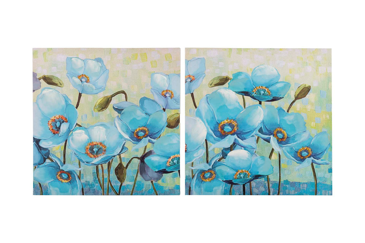 SET 2 LIENZO FLORES 40% PINTADO A MANO 40x2x40 CM