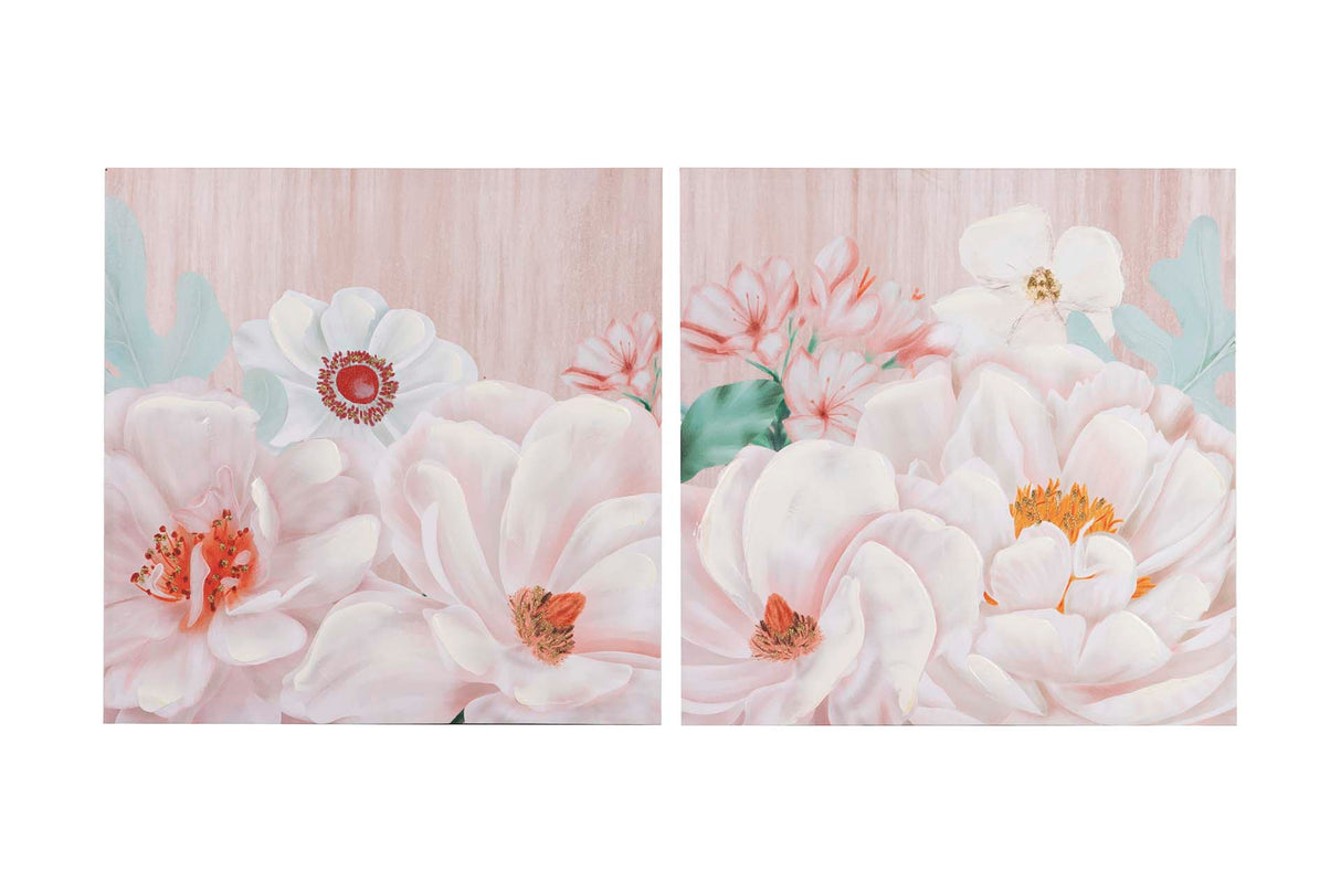 SET 2 LIENZOS FLORES 40% PINTADO A MANO 40x2x40 CM