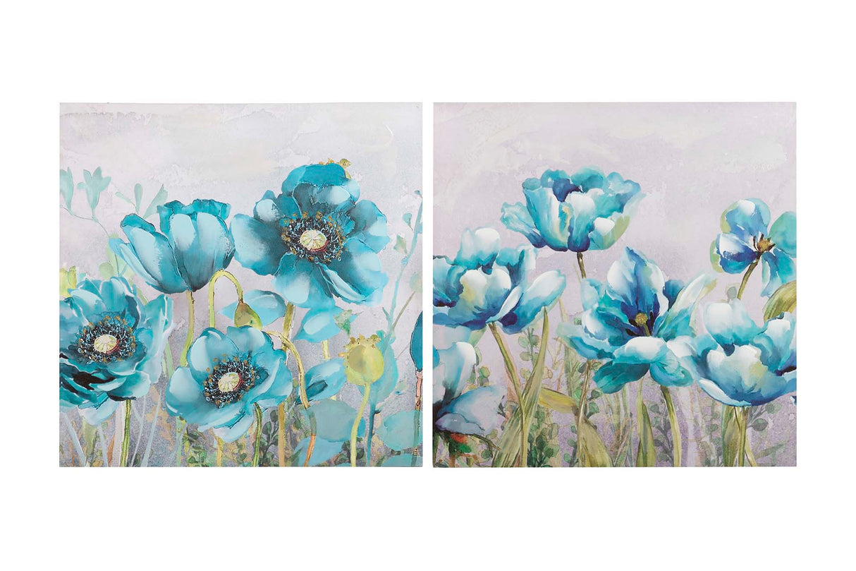 SET 2 LIENZOS FLORES 40% PINTADO A MANO 60x2x60 CM