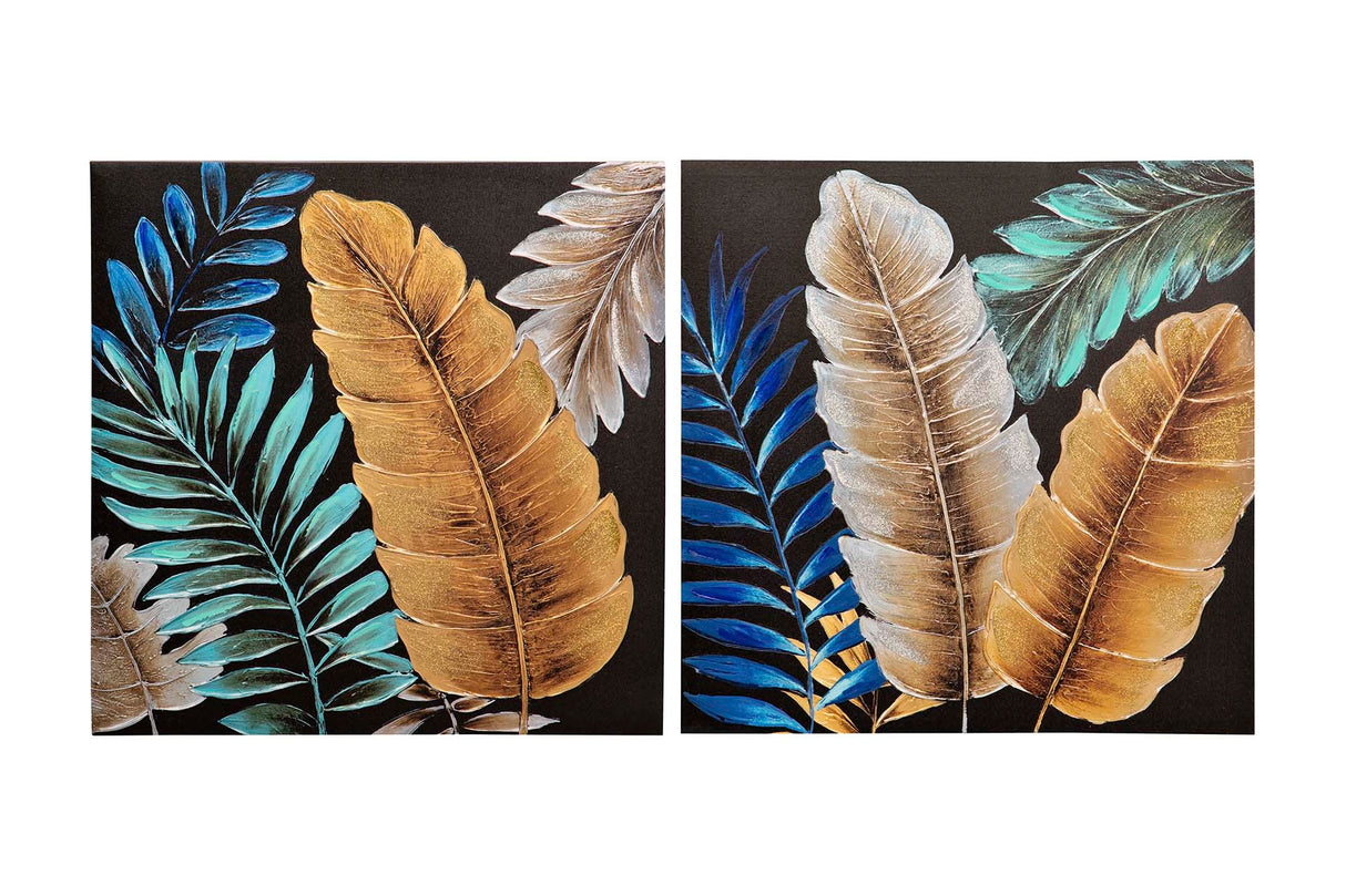 SET 2 LIENZOS FLORES 40% PINTADO MANO 60x3x60 CM