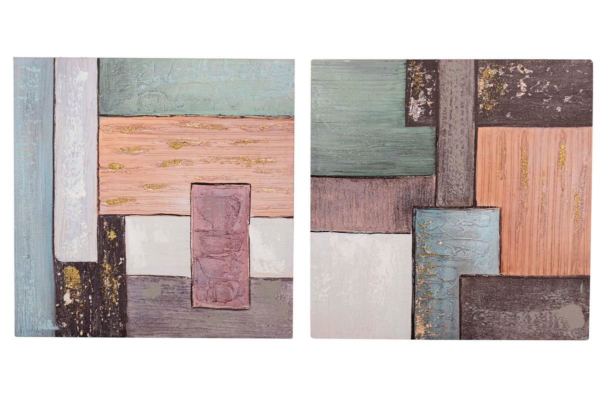 SET 2 LIENZOS ABSTR. 40% PINTADO MANO 60x3x60 CM