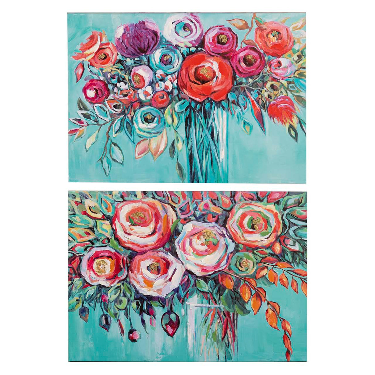 SET 2 LIENZOS FLORES 40% PINTADO MANO 70x3x50 CM