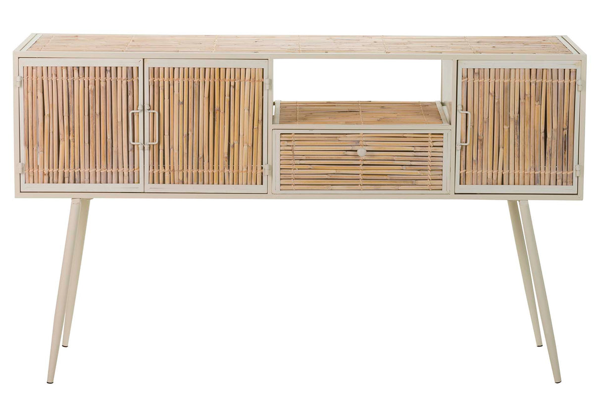 Metallo bambu beige marron 135x41x80 cm