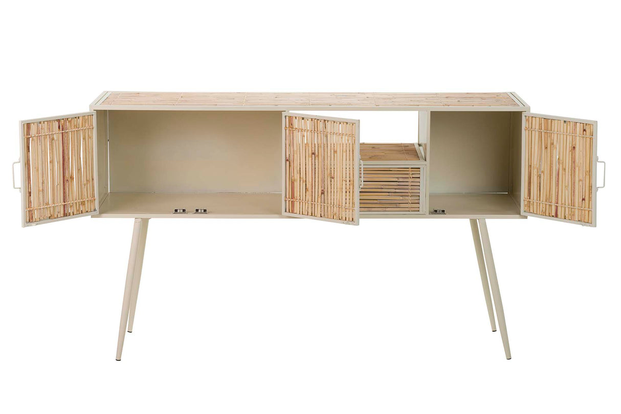 Metallo bambu beige marron 135x41x80 cm