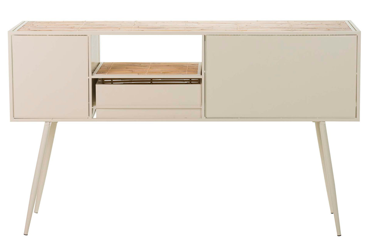 Metallo bambu beige marron 135x41x80 cm