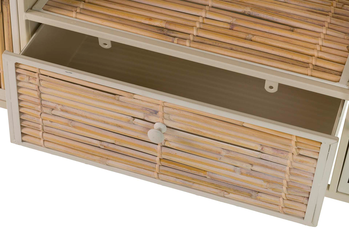 Metallo bambu beige marron 135x41x80 cm