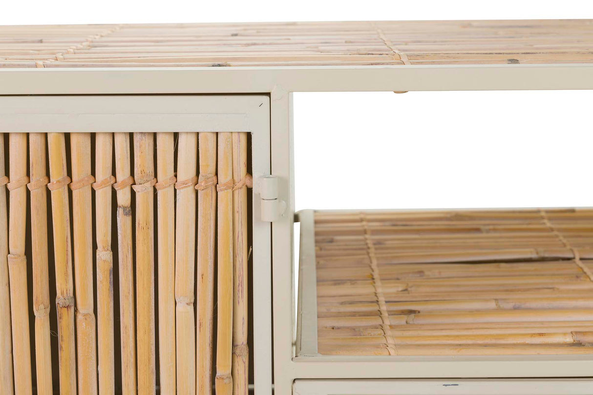 Metallo bambu beige marron 135x41x80 cm