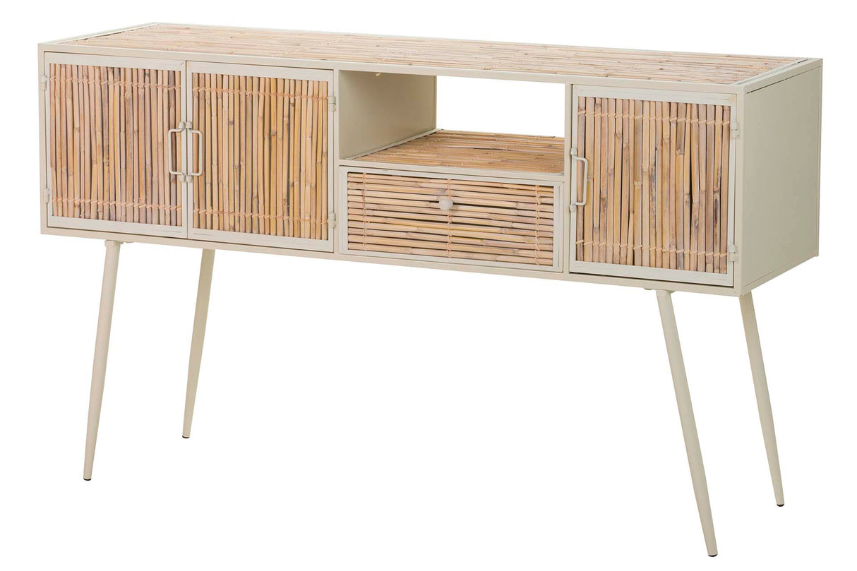 Metallo bambu beige marron 135x41x80 cm