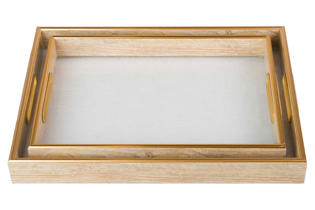 Set 2 PU -Kristallschalen 40x30x5 35x25x5 cm