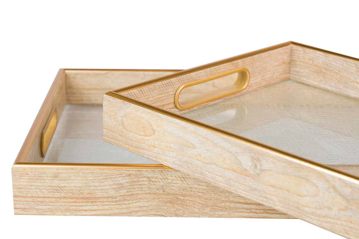 Set 2 PU -Kristallschalen 40x30x5 35x25x5 cm