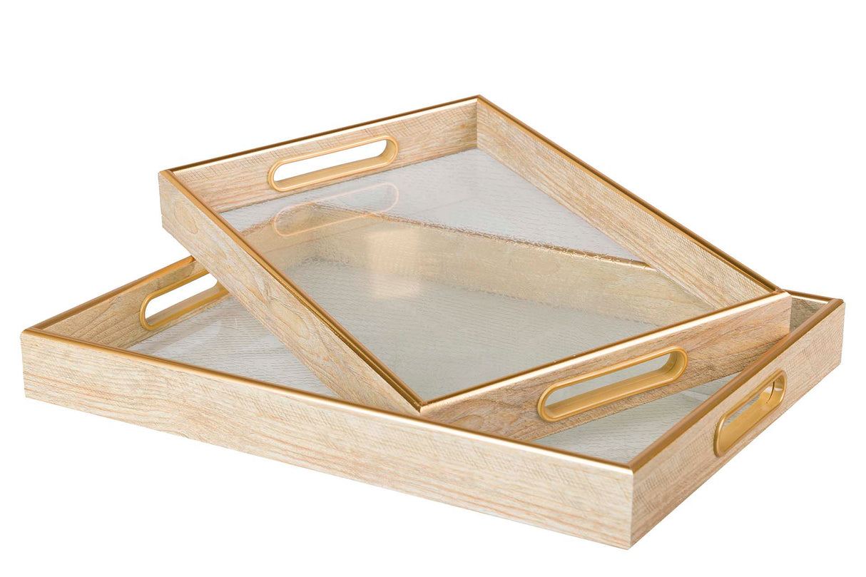 Set 2 PU -Kristallschalen 40x30x5 35x25x5 cm