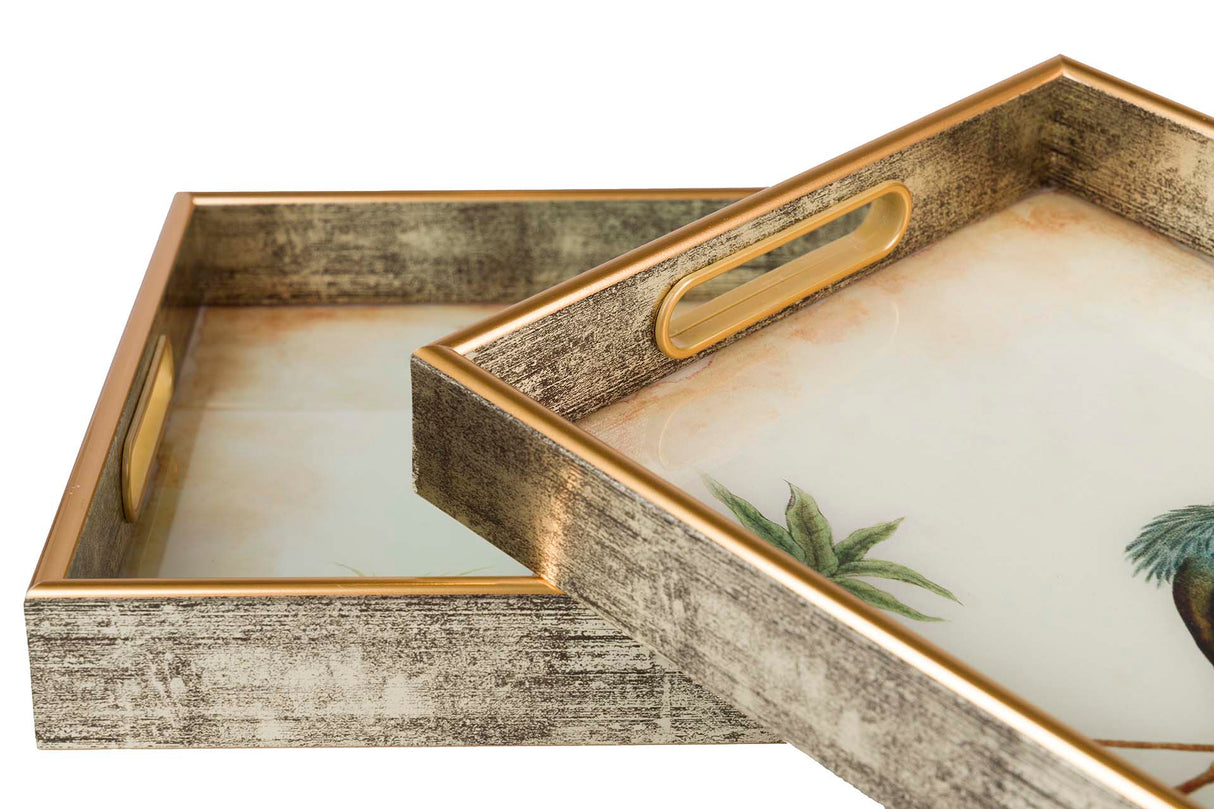 Conjunto 2 bandejas de cristal PU 40x30x5 35x25x5 cm