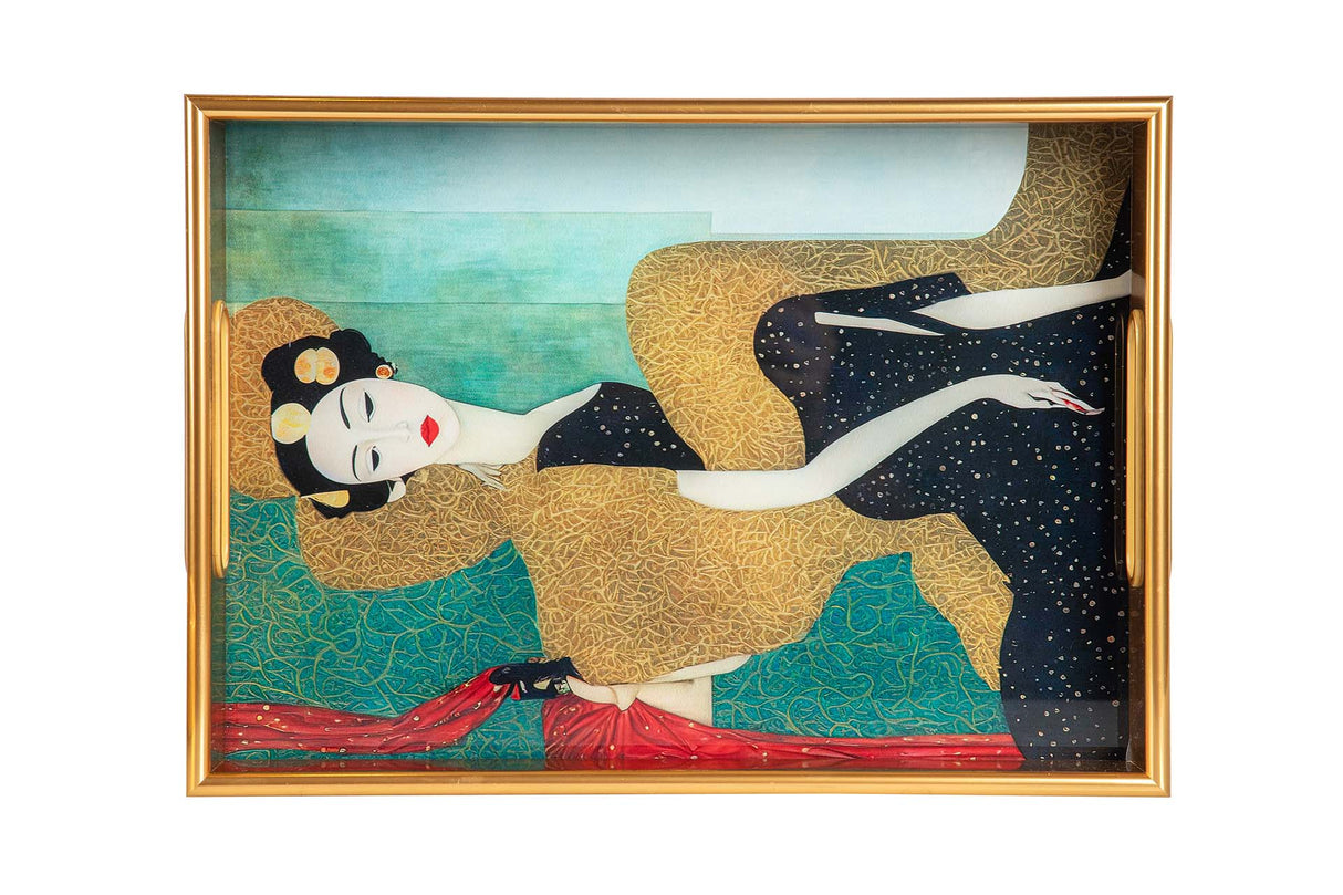 SET 2 BANDEJAS CRISTAL PU 40x30x5 35x25x5 CM