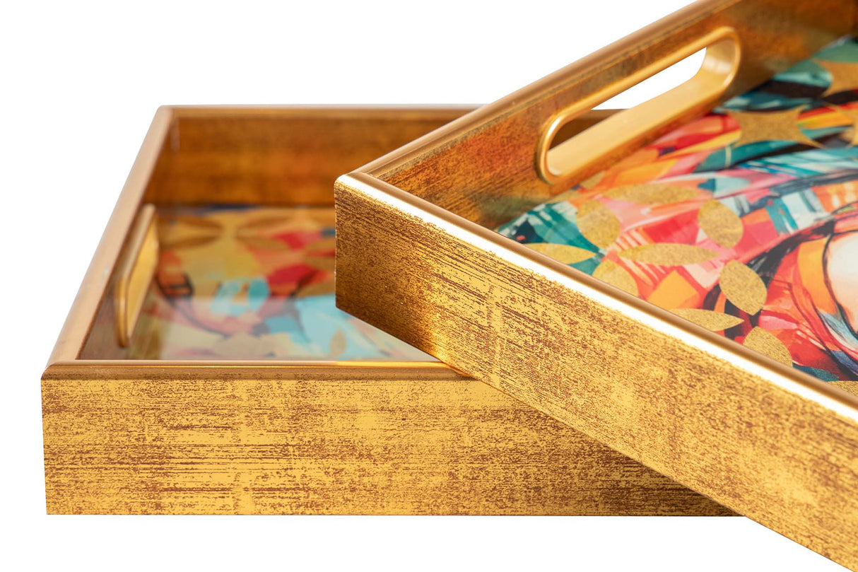 SET 2 BANDEJAS CRISTAL PU 40x30x5 35x25x5 CM