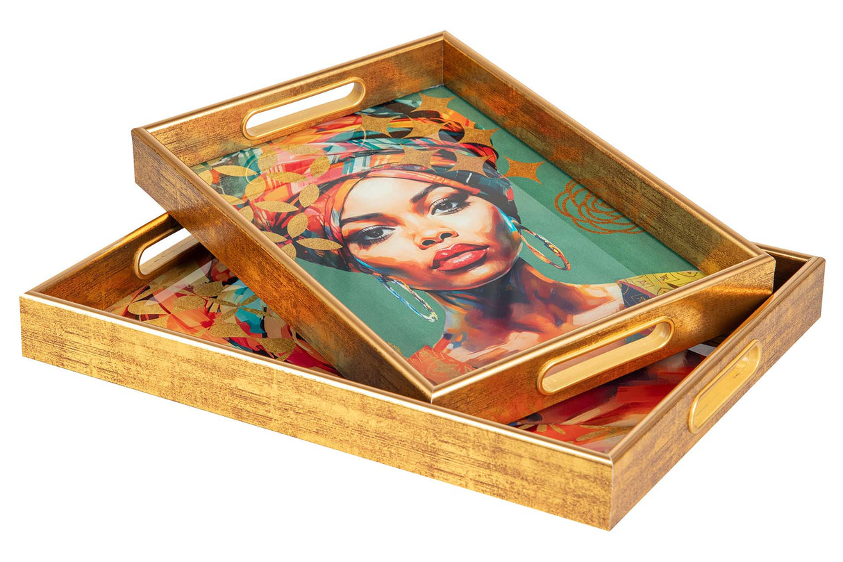 SET 2 BANDEJAS CRISTAL PU 40x30x5 35x25x5 CM