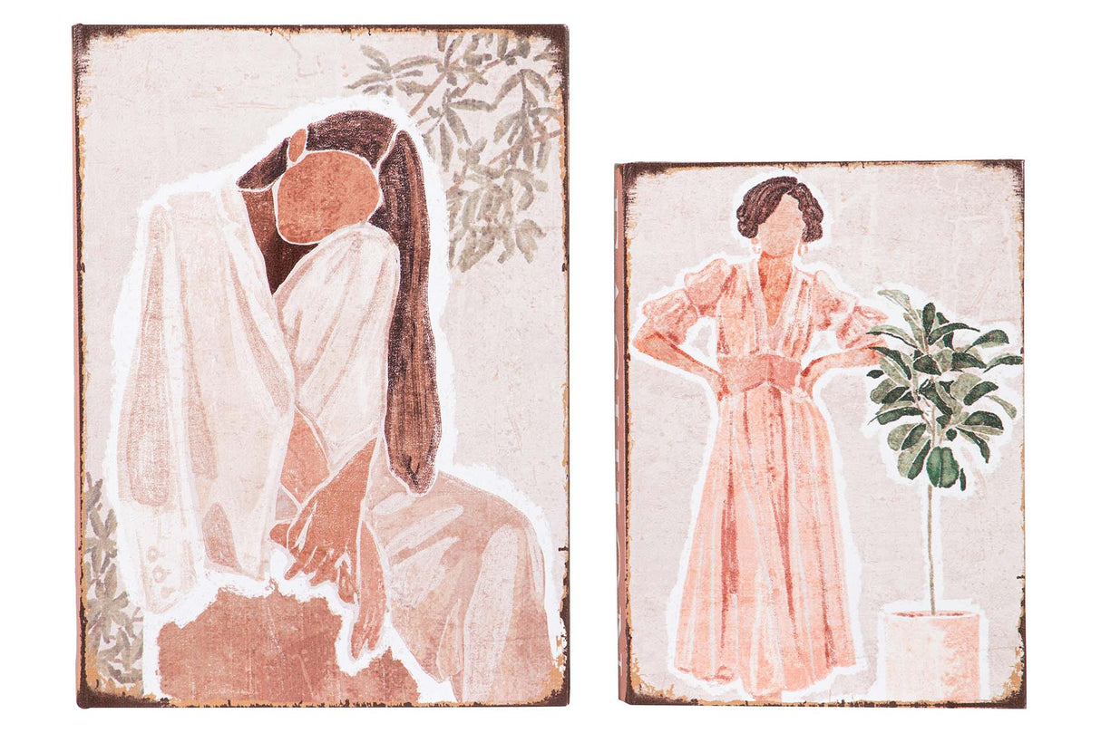 SET 2 CAJAS LIBRO MUJERES 34x25x7 27x20x6 CM