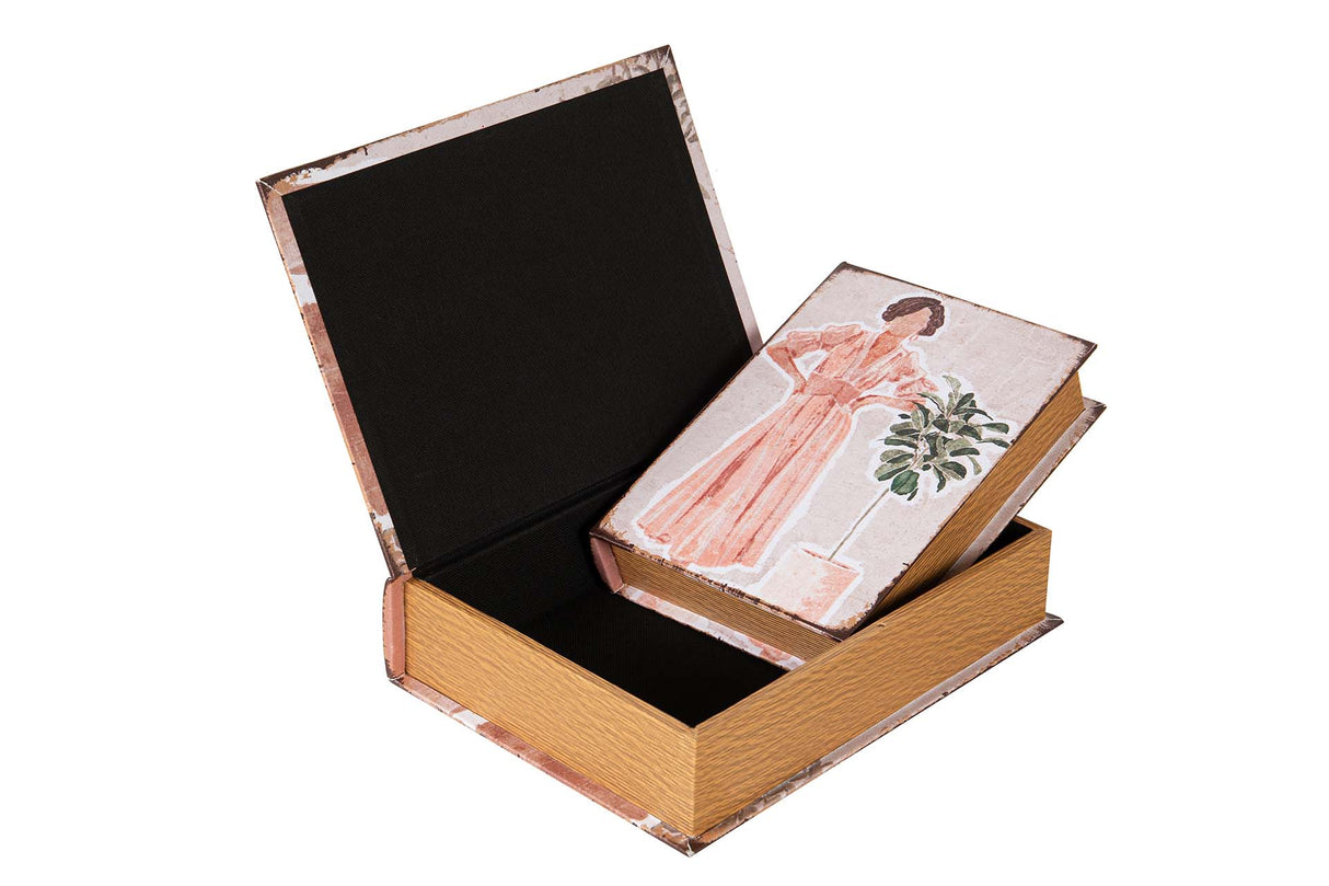 SET 2 CAJAS LIBRO MUJERES 34x25x7 27x20x6 CM