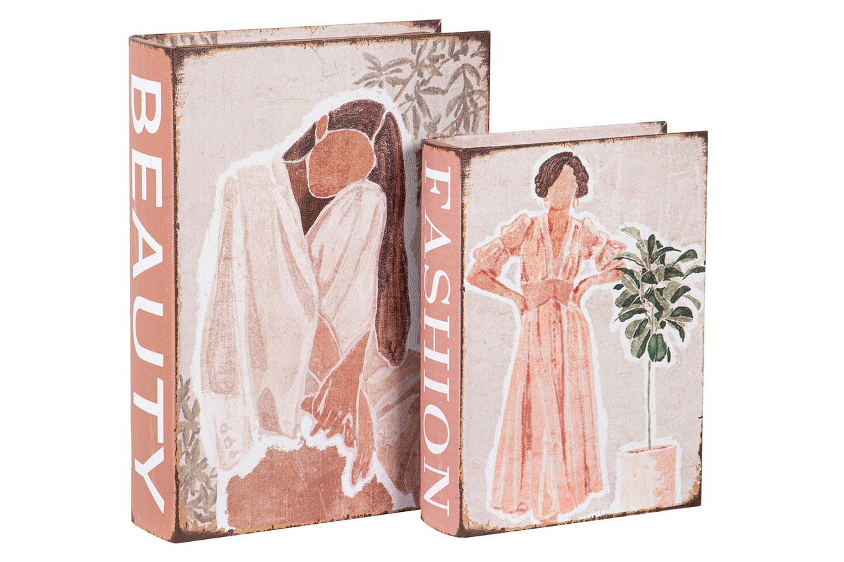 SET 2 CAJAS LIBRO MUJERES 34x25x7 27x20x6 CM