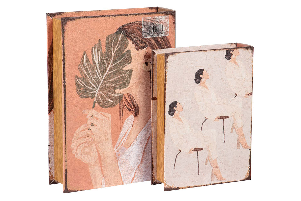 SET 2 CAJAS LIBRO MUJERES 34x25x7 27x20x6 CM
