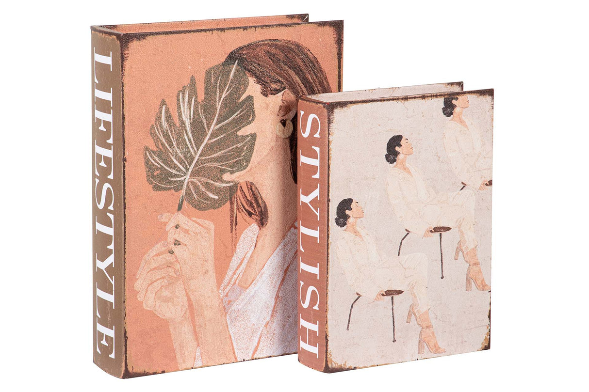 SET 2 CAJAS LIBRO MUJERES 34x25x7 27x20x6 CM