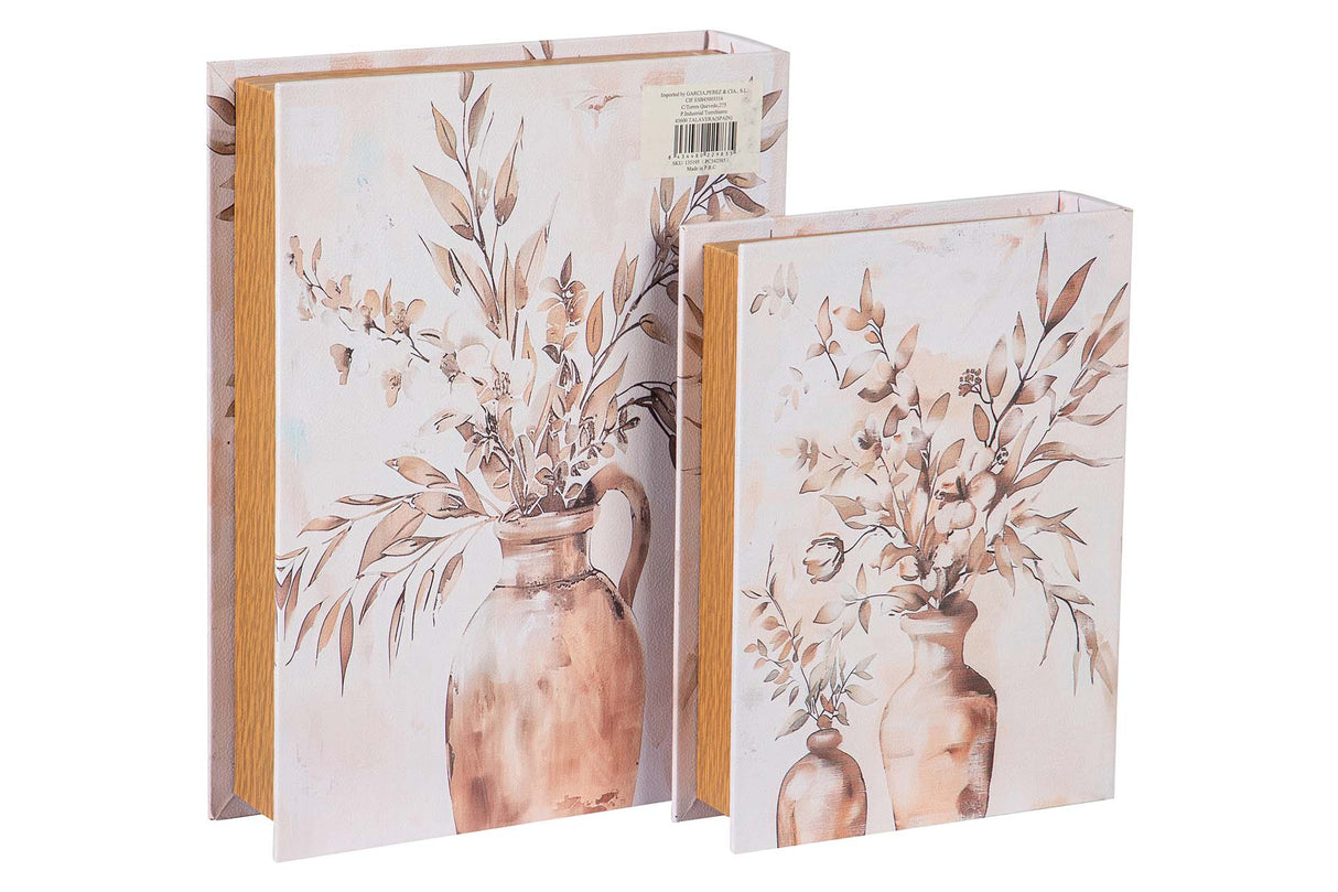 SET 2 CAJAS LIBRO JARRON 34x25x7 27x20x6 CM