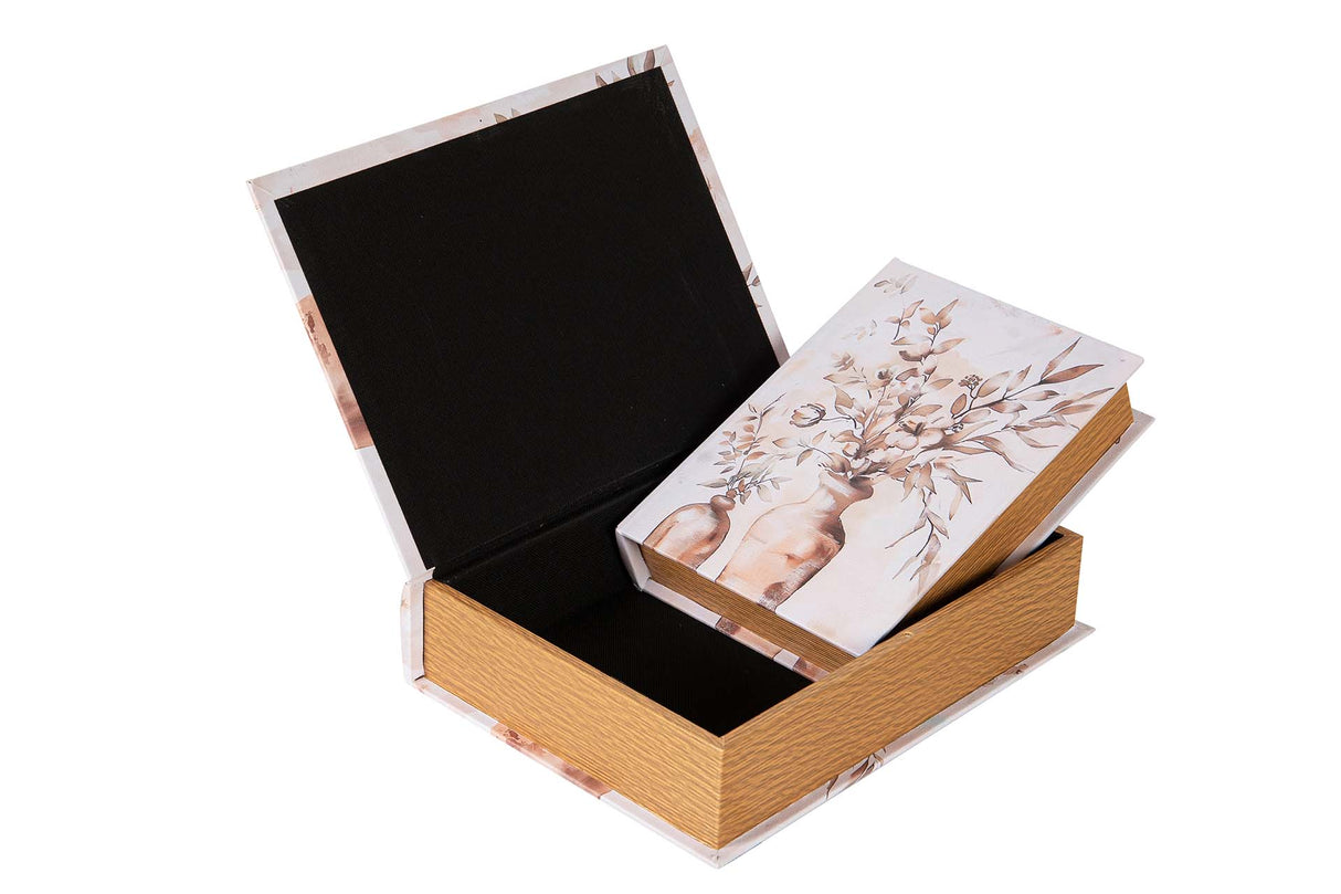 SET 2 CAJAS LIBRO JARRON 34x25x7 27x20x6 CM