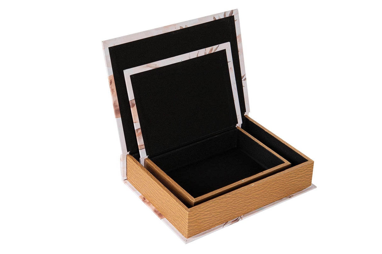 SET 2 CAJAS LIBRO JARRON 34x25x7 27x20x6 CM