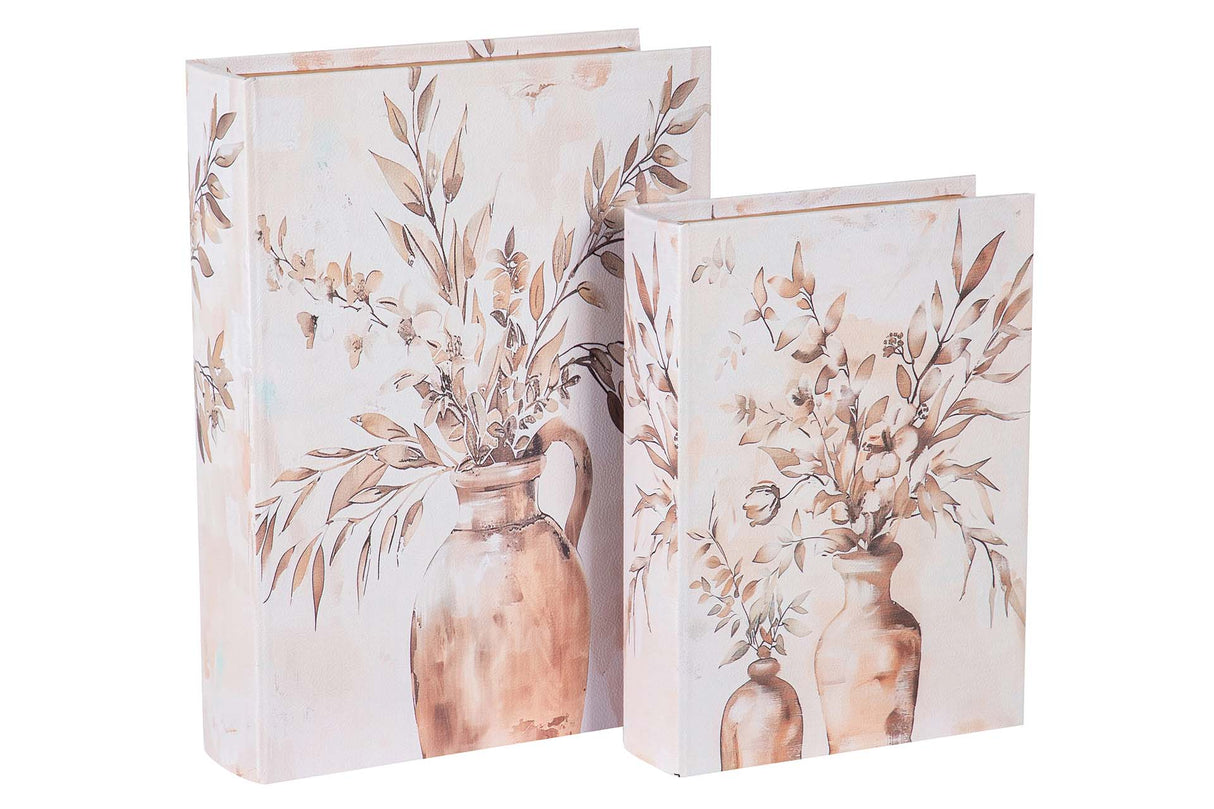 SET 2 CAJAS LIBRO JARRON 34x25x7 27x20x6 CM