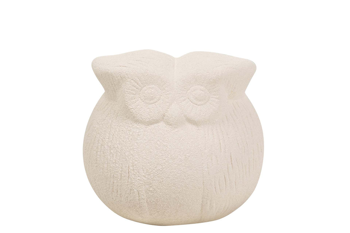 FIGURA BUHO CERAMICA BEIGE 17x17x17 CM