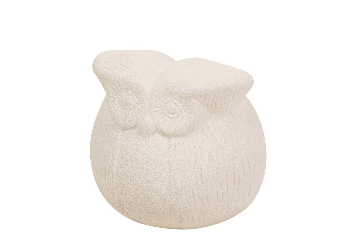 FIGURA BUHO CERAMICA BEIGE 17x17x17 CM