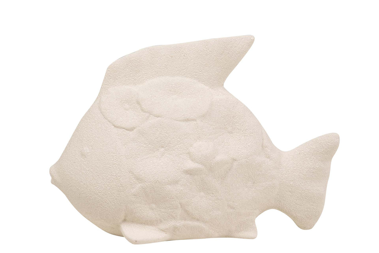 Figure de poisson en céramique beige 30x24x10 cm