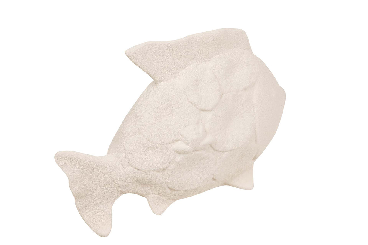 Figure de poisson en céramique beige 30x24x10 cm