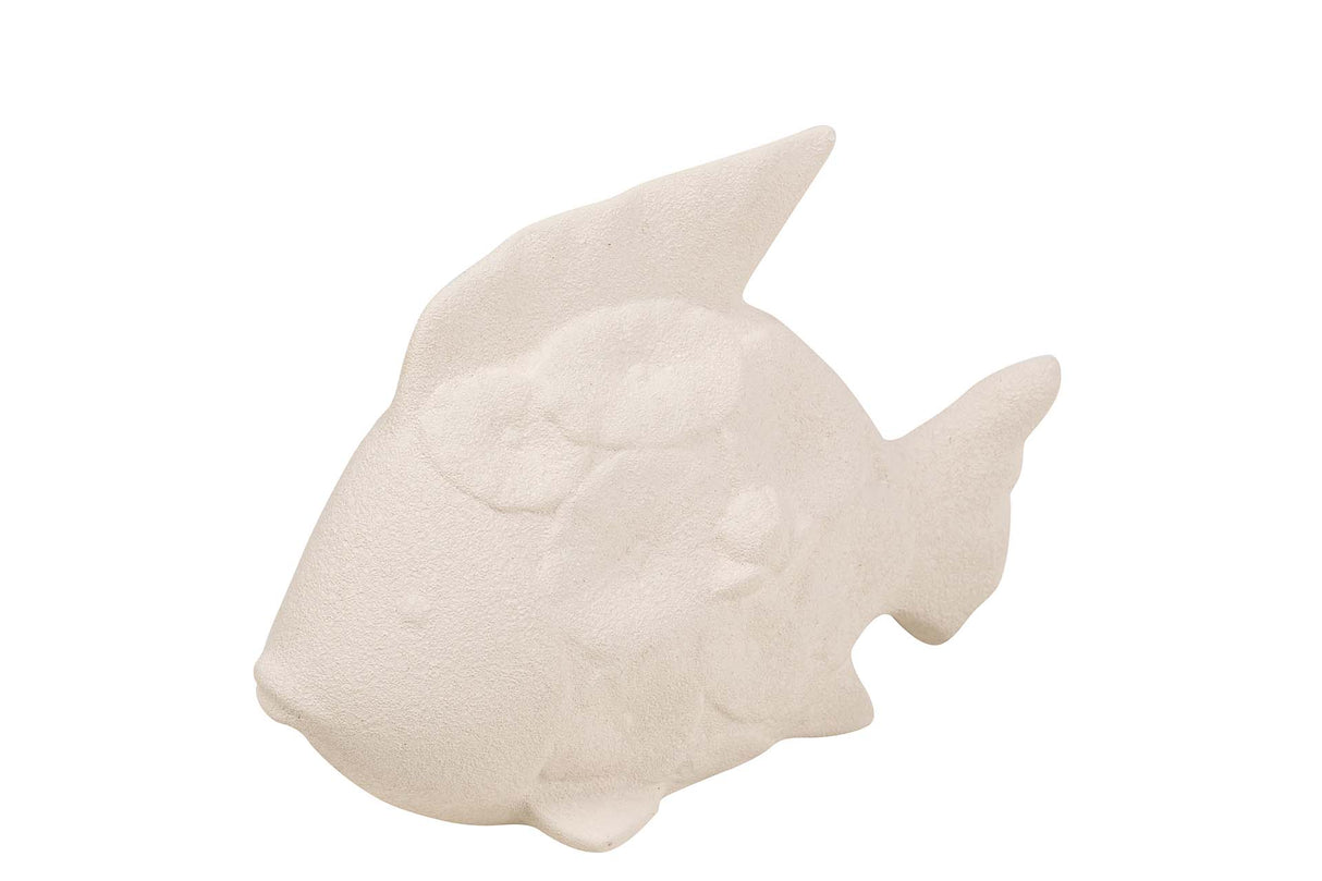 Figure de poisson en céramique beige 30x24x10 cm