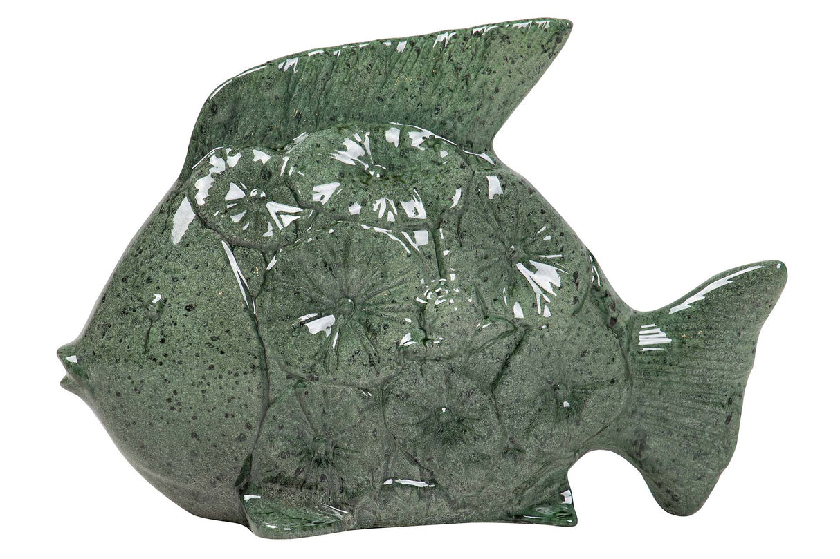 Figure Poisson en céramique verte 34x29x11 cm
