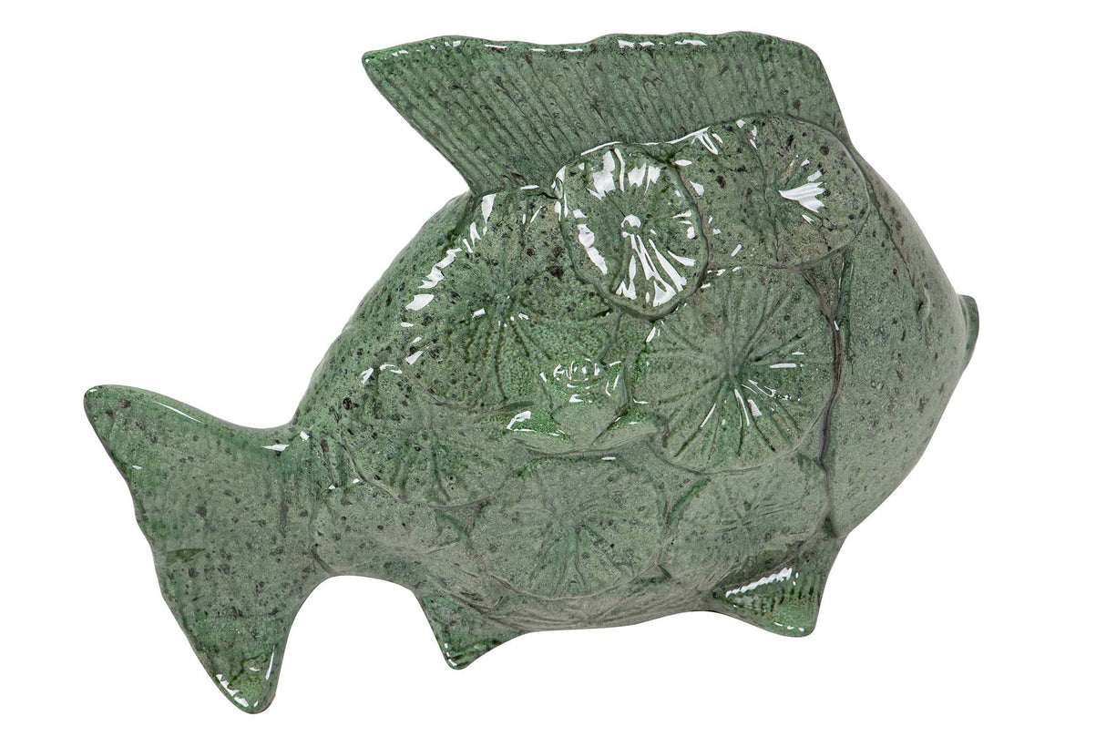 Figure Poisson en céramique verte 34x29x11 cm