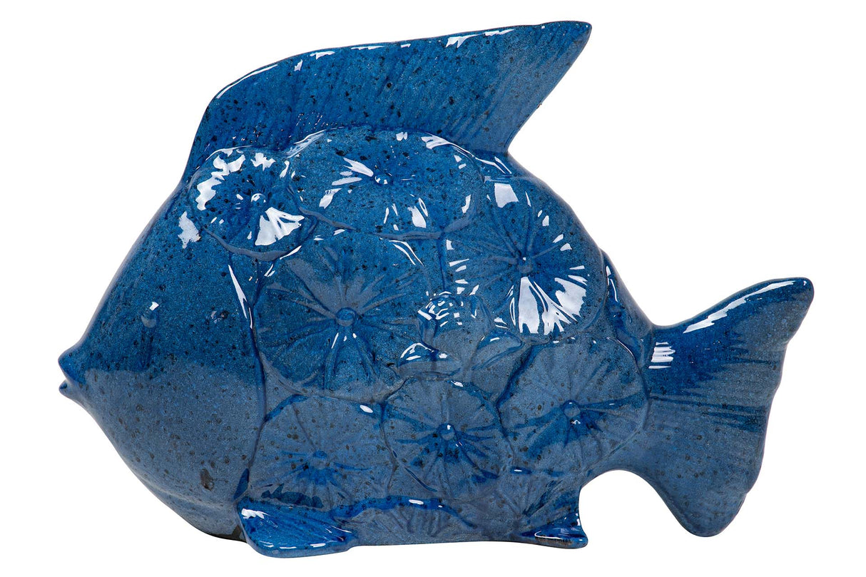 Fiche en céramique Fish bleu 34x29x11 cm