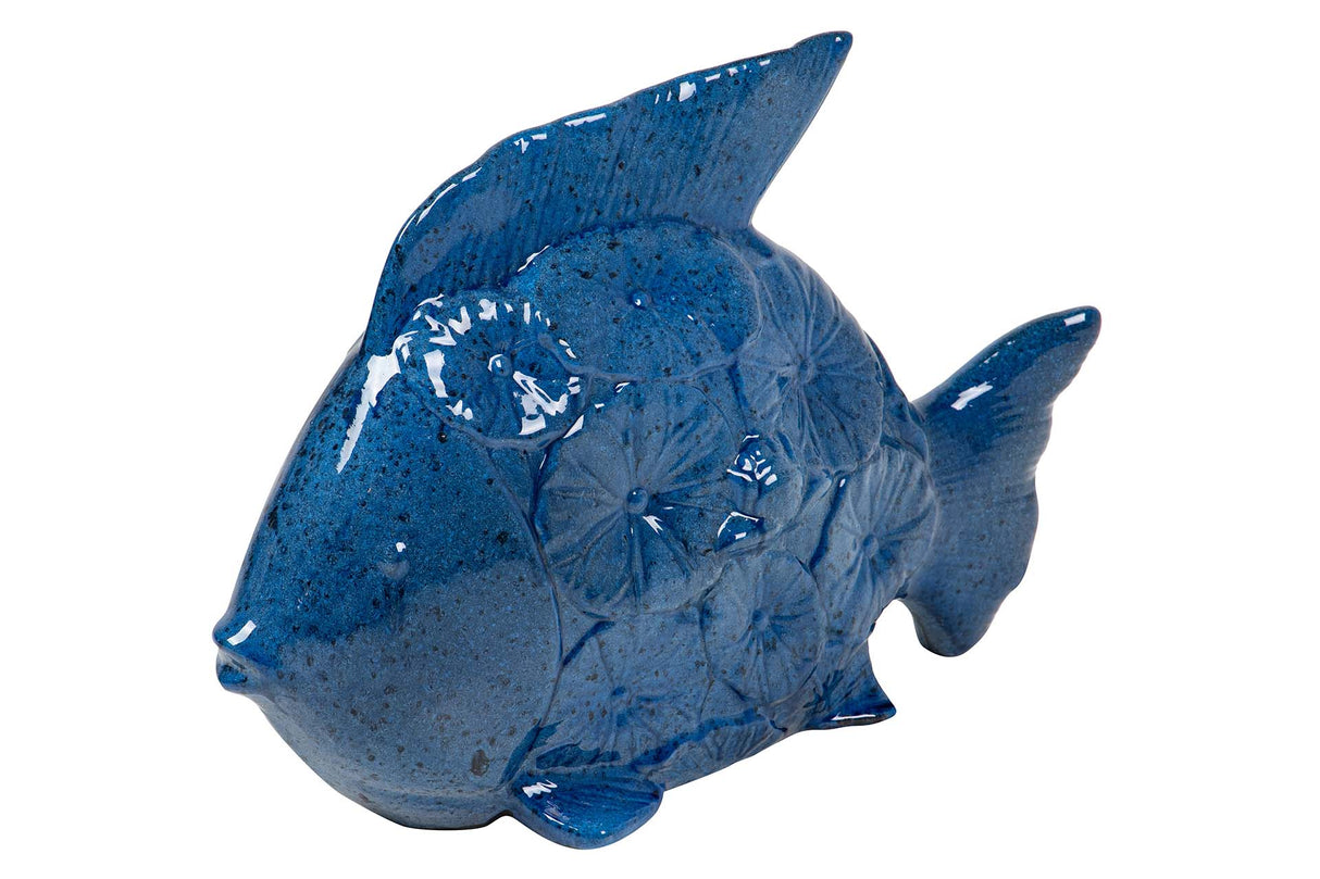 Fiche en céramique Fish bleu 34x29x11 cm