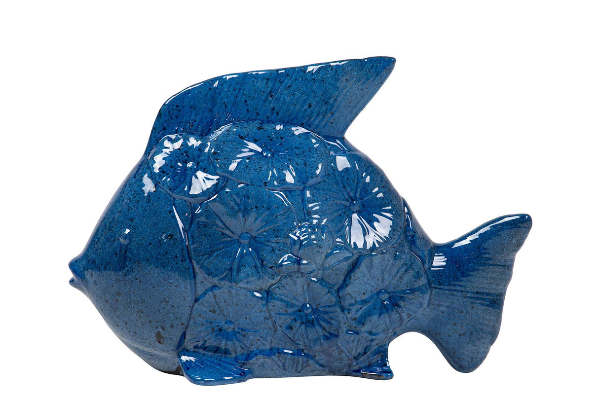 Poisson en céramique bleu Figure 30x24x10 cm