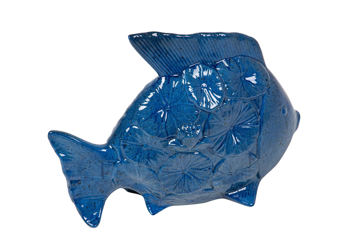 Poisson en céramique bleu Figure 30x24x10 cm